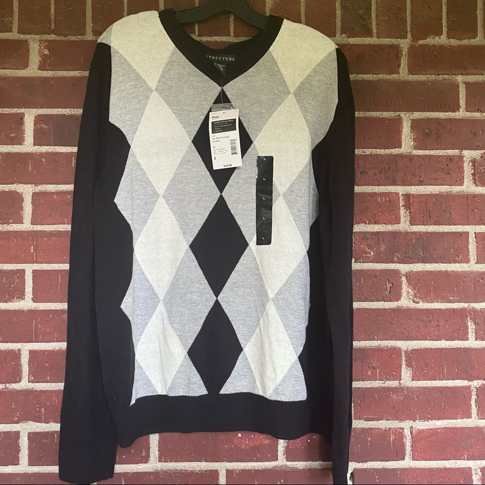 New Lux Blend Structure Large Black White Sweater